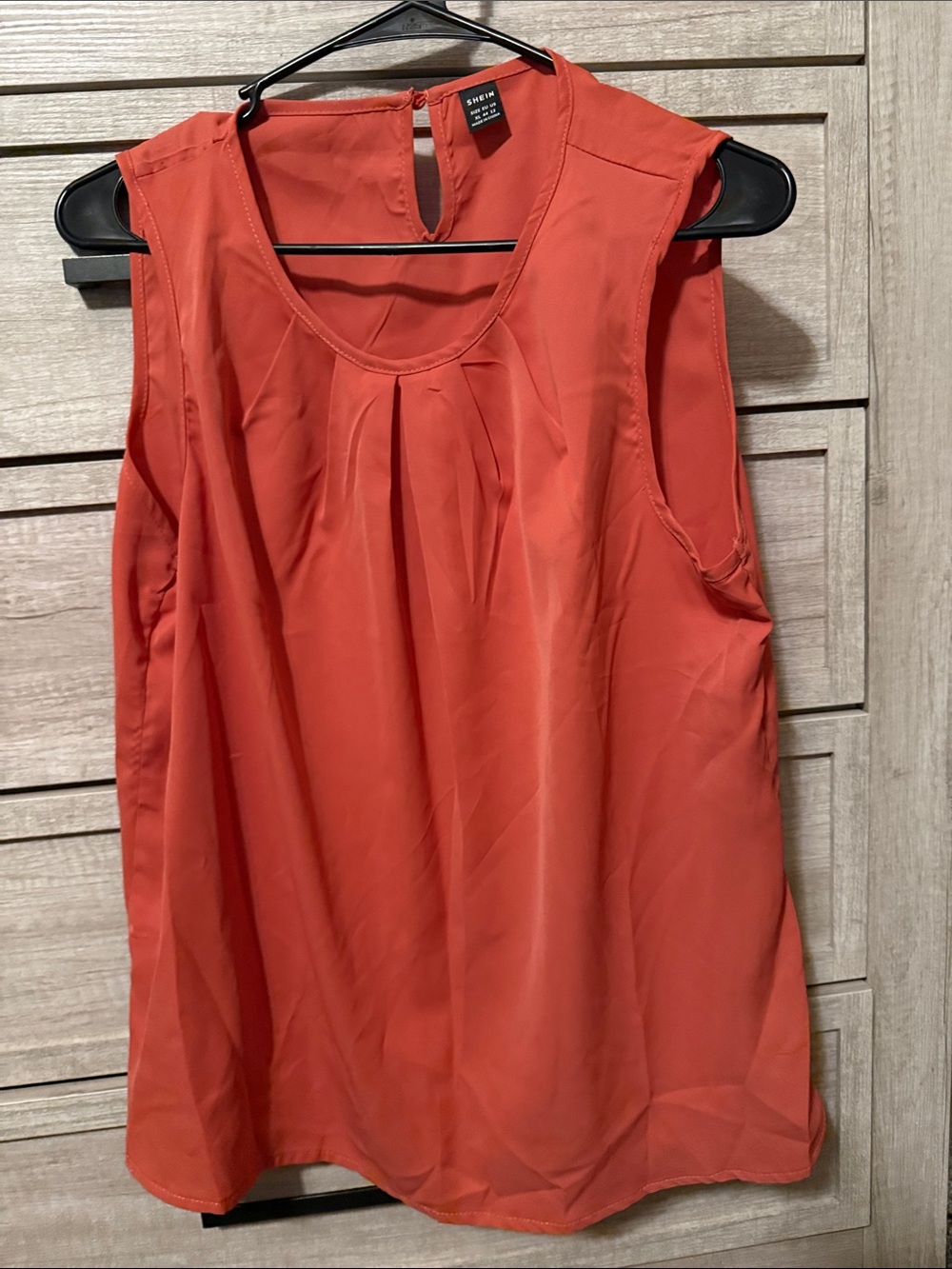 SHEIN Coral Sleeveless Pleated Front Tank Top